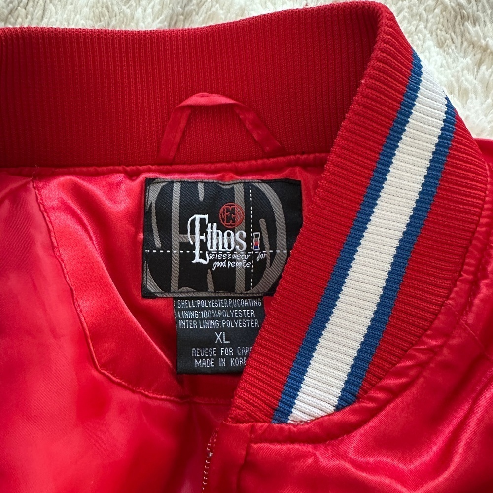 Vintage Red Satin PHILA Bomber Jacket - Picture 3 of 7